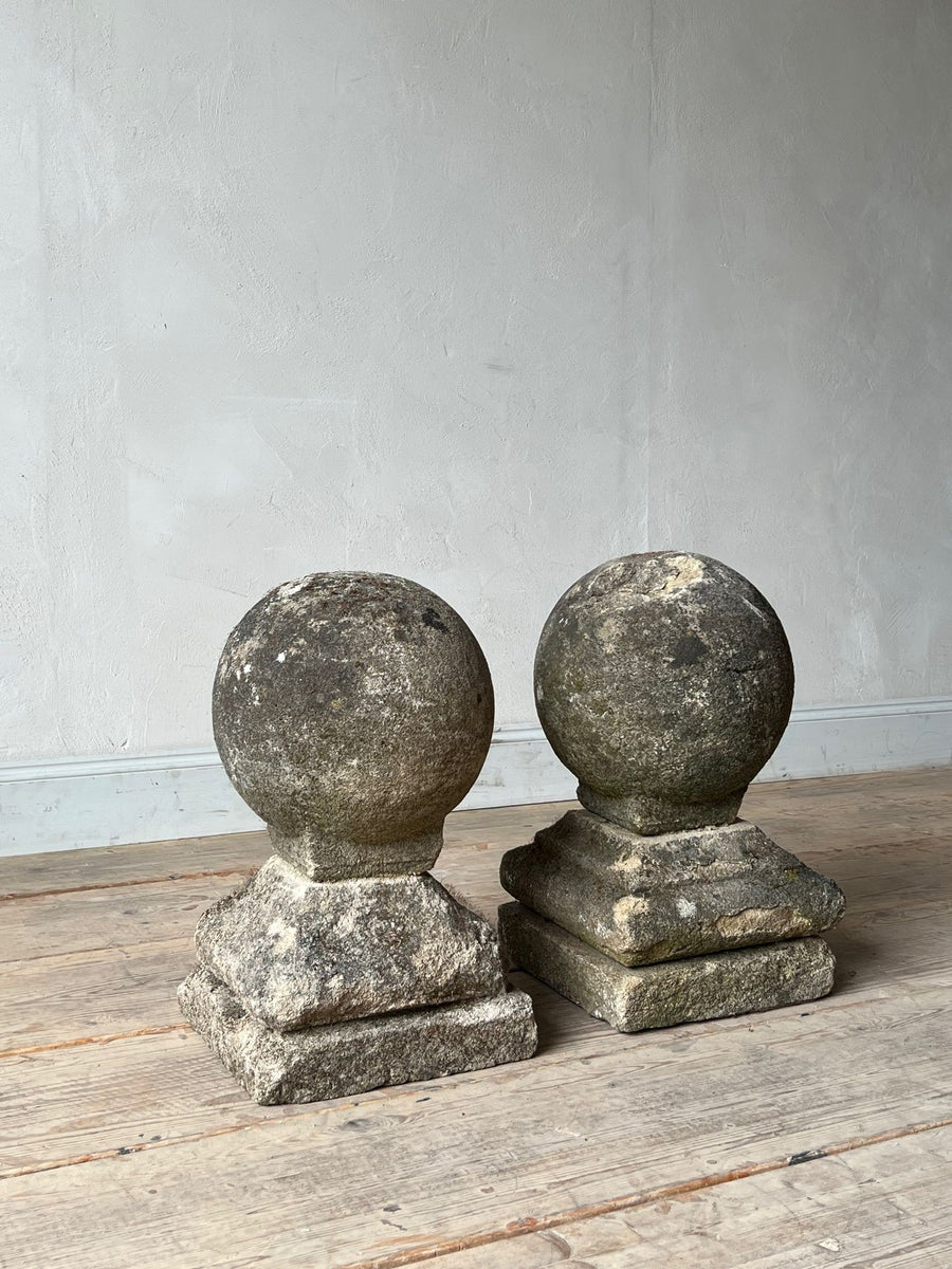A Pair of Cotswold Stone Ball Finials YEW TREE BARN