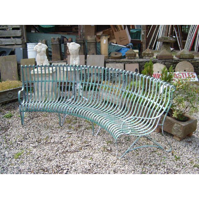 Curved outdoor metal bench deals